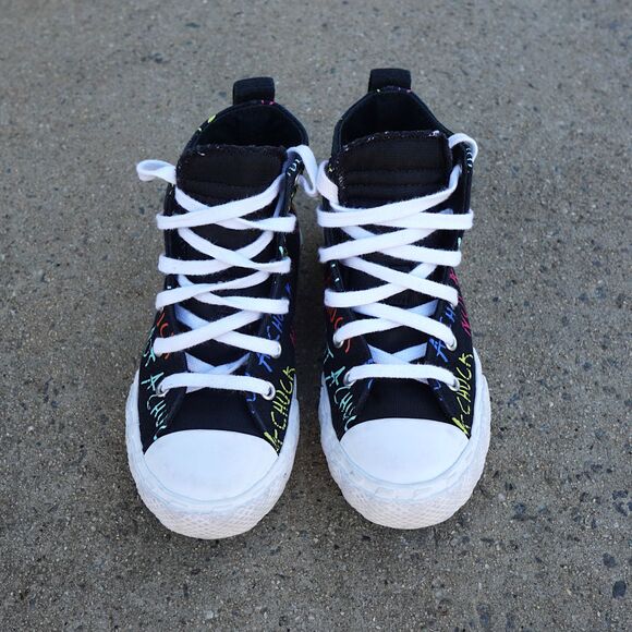 Converse “Not A Chuck” Graffiti High Top Sneakers Black Multi Youth Size 1 - Picture 3 of 11